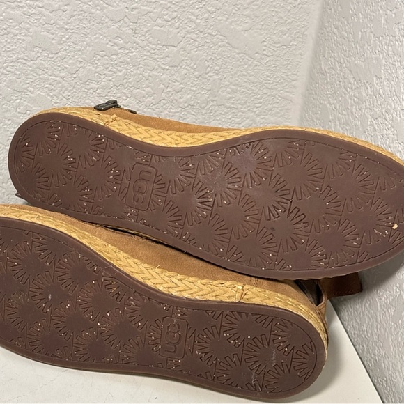 UGG Women's Tan Suede Ankle Booties with Brown Strap - Picture 6 of 6